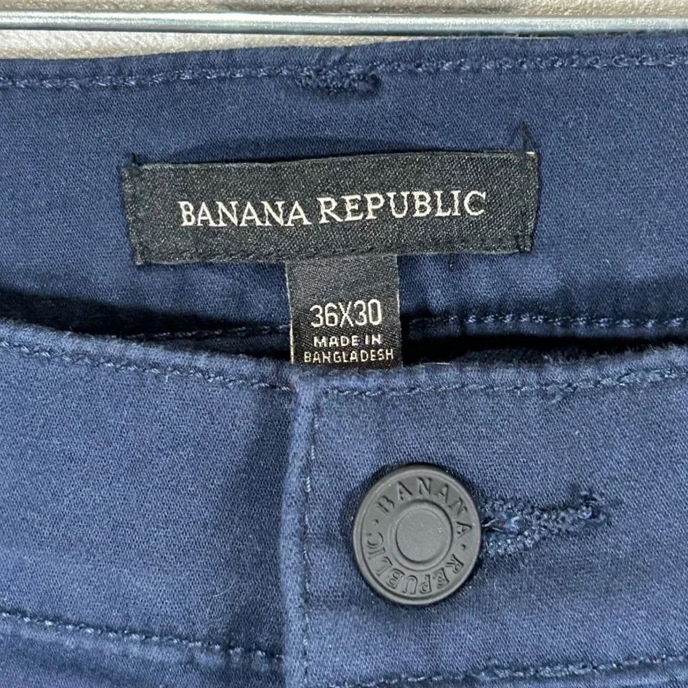 Banana Republic Mens Navy Blue Traveler Stretch Slim Straight Pants 36x30